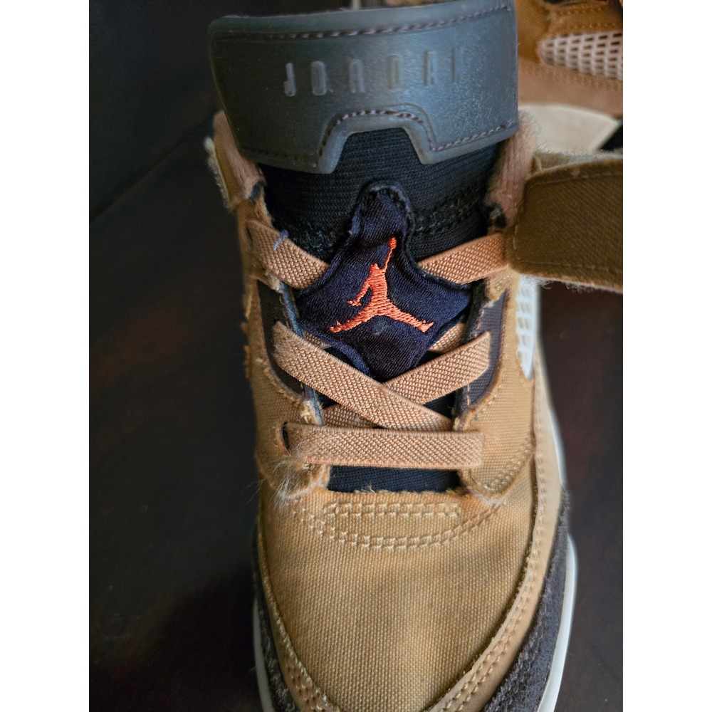 Jordan Max Aura 3 Kids Sneakers Wheat Brown Tan Canvas DA8023-200 Hook Loop - Picture 6 of 10